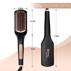 Nicebay® Hair Straightener Brush, Negative Ion Hair Straightening Brush for Women, Anti-Scald & Auto-Off Feature, Fast Heating & 6 Temp Settings