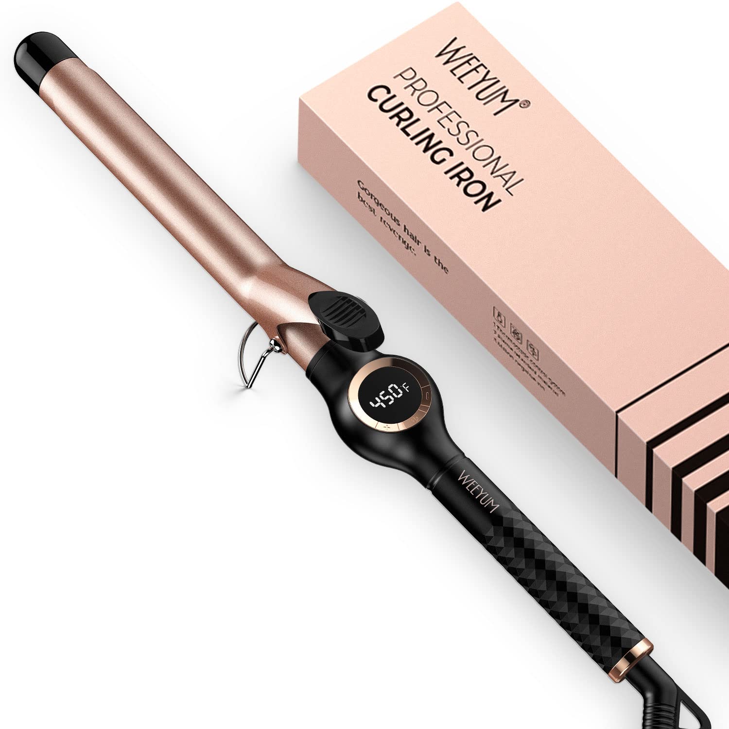 Curling Iron 1 Inch Barrel, Long Barrel Curling Wand for Hair, Ceramic Tourmaline Hair Curling Iron Double Voltage(100-240V)