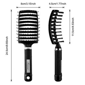 Hair Brush Set, Curved Vented Detangling Hair Brushes for Women Men Kids, Professional Vent Styling Brush for Wet Dry Curly Thick Straight Hair Fast Blow Drying Brush (Pink+ Black)