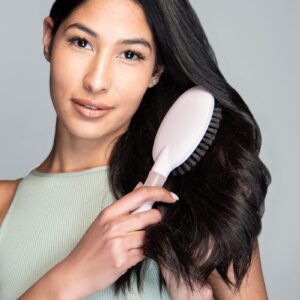 KISMETICS Hair Brush, Argan Oil Infused, Large Cushion, Boar Bristles, for Shine and Easy Styling, Unisex, All Hair Types