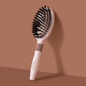 KISMETICS Hair Brush, Argan Oil Infused, Large Cushion, Boar Bristles, for Shine and Easy Styling, Unisex, All Hair Types