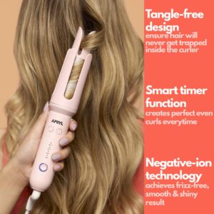 Automatic Curling Iron – Hair Curler Wand Rotating – Professional Ceramic 1.25 Inch Long Barrel Hair Curler – Fast Self Spinning Styling – Dual Voltage & Anti-Scald – 4 Temperature & Auto Timer