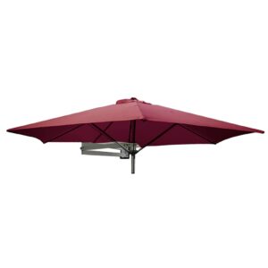 patio umbrella large wall mounted aluminum cantilever parasol, 8ft(2.5m) tilting patio umbrellas with 8 ribs, garden/pool/outside polyester shade canopy (color : dark red)