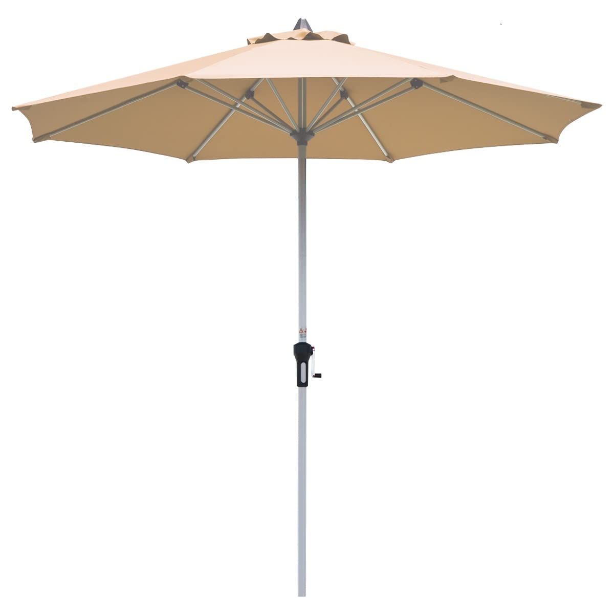 Tangkula 9 ft Patio Umbrella, Outdoor Market Table Umbrella with 1.5” Aluminum Pole, 8 Sturdy Ribs & Crank for Garden, Lawn, Deck, Backyard & Poolside (Beige)