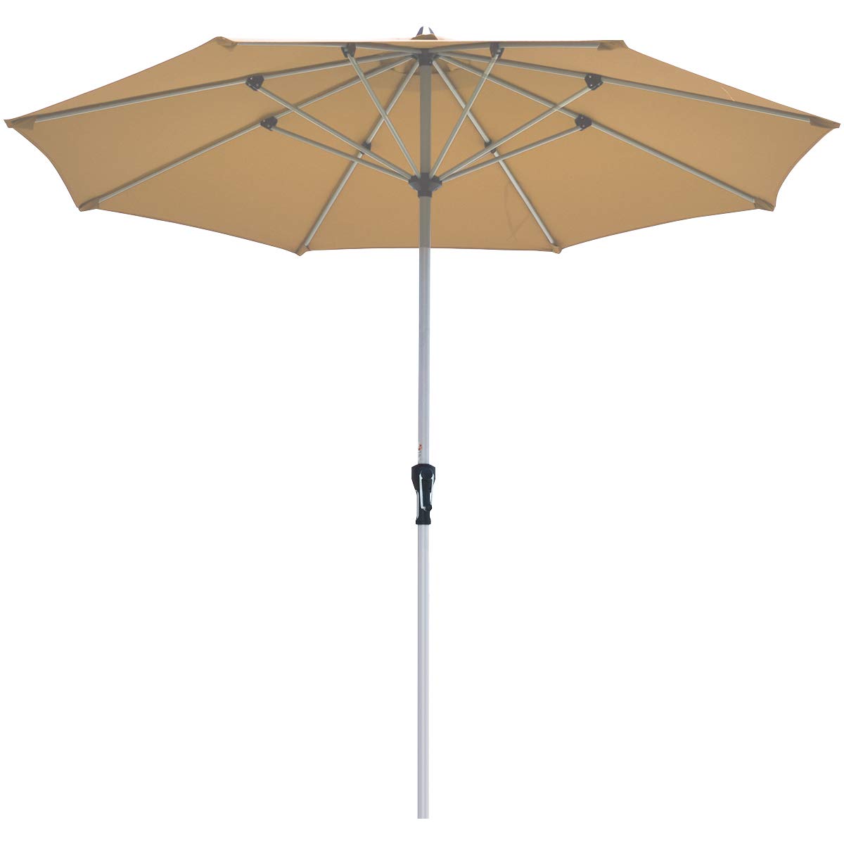 Tangkula 9 ft Patio Umbrella, Outdoor Market Table Umbrella with 1.5” Aluminum Pole, 8 Sturdy Ribs & Crank for Garden, Lawn, Deck, Backyard & Poolside (Beige)