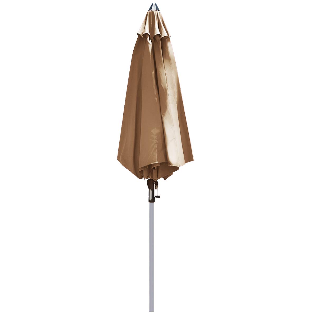 Tangkula 9 ft Patio Umbrella, Outdoor Market Table Umbrella with 1.5” Aluminum Pole, 8 Sturdy Ribs & Crank for Garden, Lawn, Deck, Backyard & Poolside (Beige)