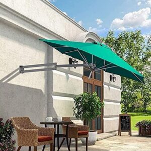 ROLTIN Green Wall Mounted Patio Umbrella, Garden Parasol, 8.2ft Deck Sun Shade Umbrella with 8 Ribs, Outdoor Umbrella for Backyard