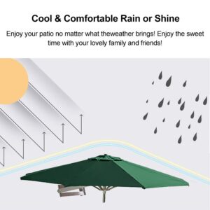 ROLTIN Green Wall Mounted Patio Umbrella, Garden Parasol, 8.2ft Deck Sun Shade Umbrella with 8 Ribs, Outdoor Umbrella for Backyard