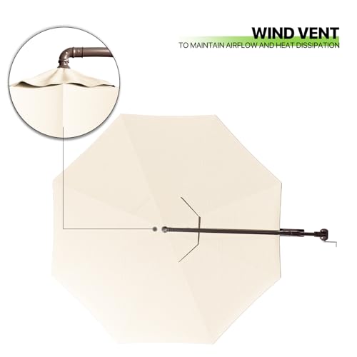 Magshion 8.5 FT Patio Umbrella Offset Hanging Outdoor Market Umbrella with Easy Tilt Adjustment, Cantilever Umbrella with Crank and Cross Base for Backyard Poolside Lawn, Beige