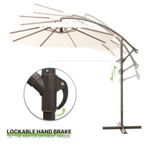 Magshion 8.5 FT Patio Umbrella Offset Hanging Outdoor Market Umbrella with Easy Tilt Adjustment, Cantilever Umbrella with Crank and Cross Base for Backyard Poolside Lawn, Beige