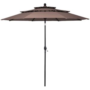 tangkula 10 ft 3 tier patio umbrella, outdoor umbrella w/double vented, market table tilt umbrella with crank, outdoor aluminum umbrella for market, backyard, pool, garden