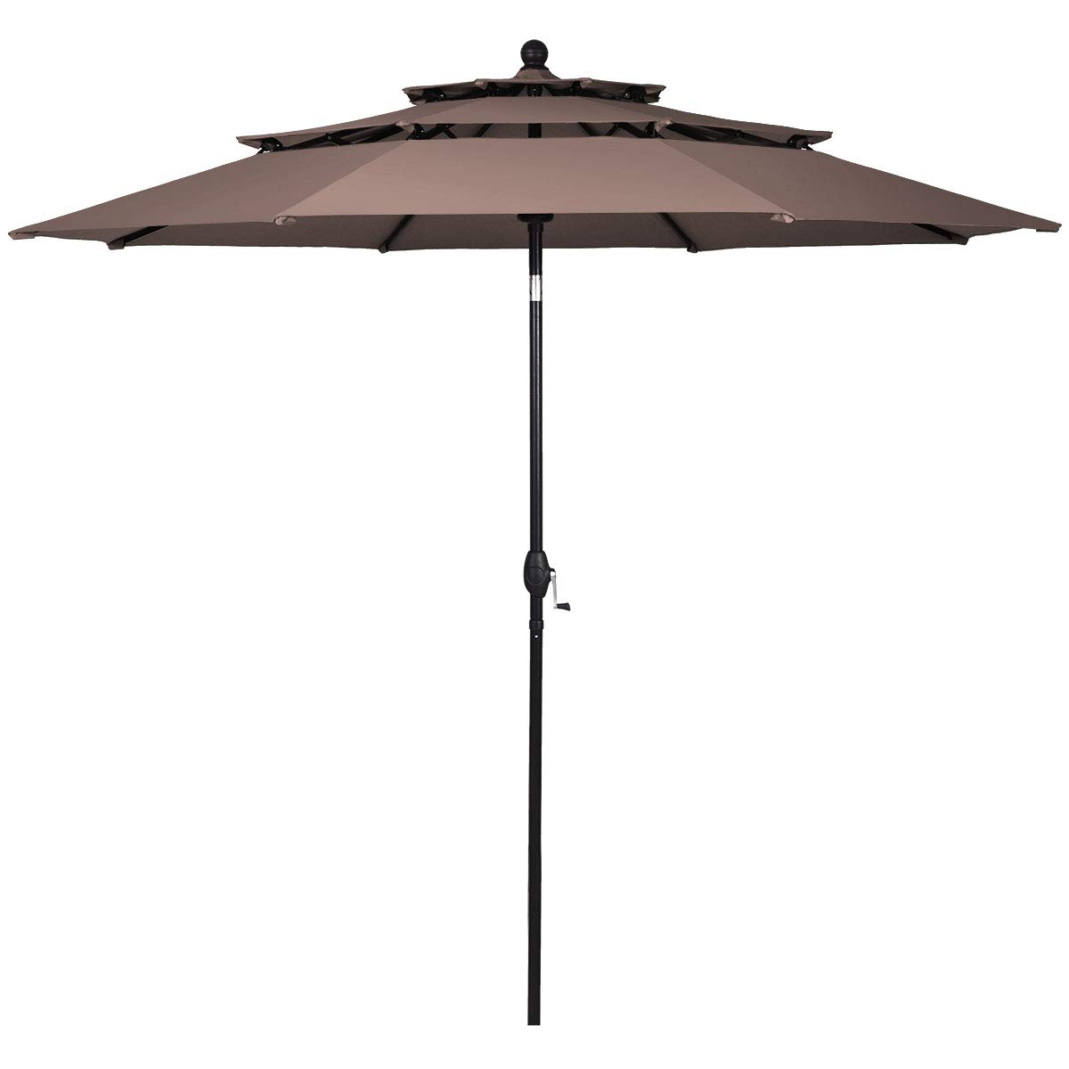 Tangkula 10 Ft 3 Tier Patio Umbrella, Outdoor Umbrella W/Double Vented, Market Table Tilt Umbrella with Crank, Outdoor Aluminum Umbrella for Market, Backyard, Pool, Garden