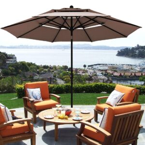 Tangkula 10 Ft 3 Tier Patio Umbrella, Outdoor Umbrella W/Double Vented, Market Table Tilt Umbrella with Crank, Outdoor Aluminum Umbrella for Market, Backyard, Pool, Garden