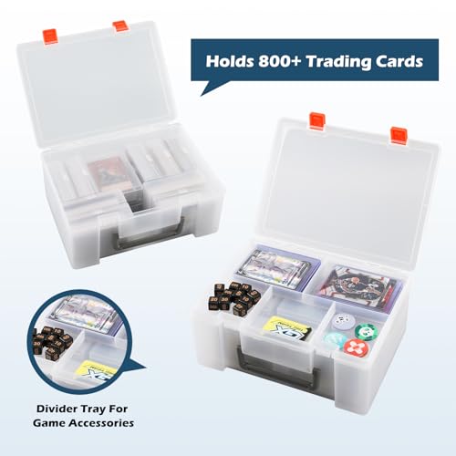 Saichotoy Trading Card Storage Box: Card Case Holder Organizer for 800+ Pokemon, MTG, Yugioh, TCG Cards with 11 Individual Starter Deck Box Each Holds 70 Cards