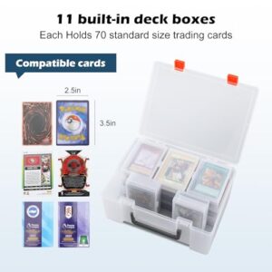 Saichotoy Trading Card Storage Box: Card Case Holder Organizer for 800+ Pokemon, MTG, Yugioh, TCG Cards with 11 Individual Starter Deck Box Each Holds 70 Cards