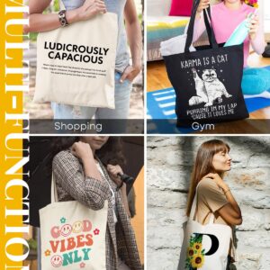 AUSVKAI Cute Canvas Tote Bag Aesthetic For Women Astronaut Space Grocery Bags Cotton Beach Totes Gift