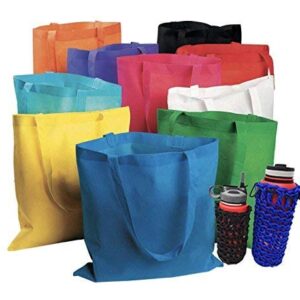 Funiverse 50 Bulk Tote Bag Mega Pack - 15” x 16” Large Reusable Grocery Shopping Bags - Great for Gift, Goody, Convention, or Trade Show Bags (Multi Color Assortment)