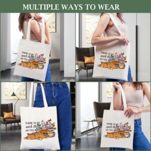 Andeiltech Canvas Tote Bag for Women Aesthetic Cute Cat Shopping Grocery Reusable Bags with Inner Zipper Women Gift