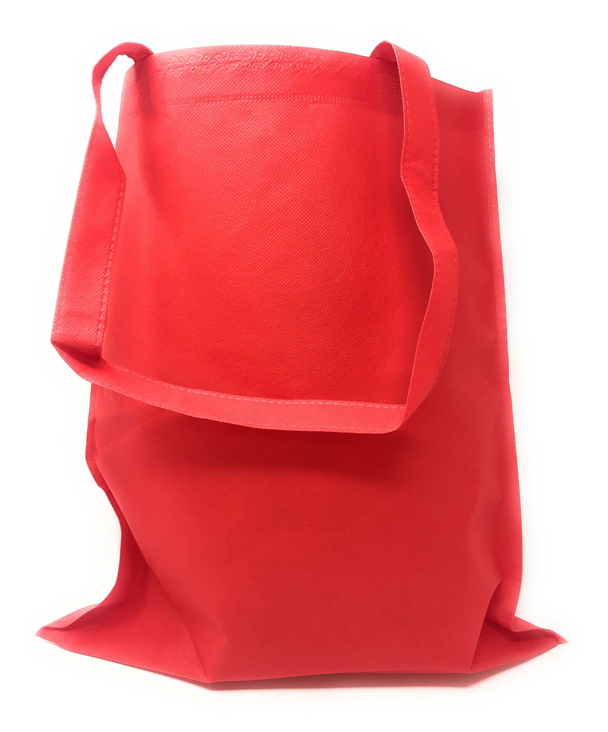 50 Bulk Large Tote Bag Mega Pack - 15” x 16” Reusable Shopping Bags (Red)