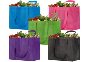 nz home large reusable recyclable bag for grocery shopping, mixed color (5 pack)