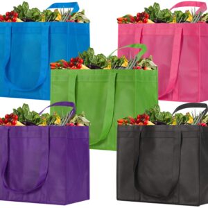 NZ home Large Reusable Recyclable Bag for Grocery Shopping, Mixed Color (5 pack)