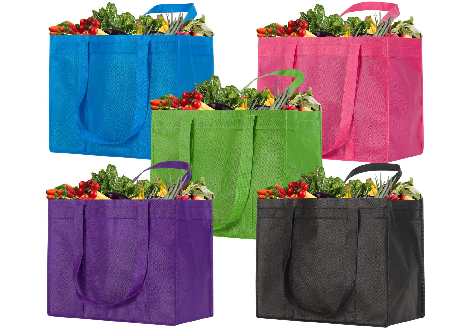 NZ home Large Reusable Recyclable Bag for Grocery Shopping, Mixed Color (5 pack)