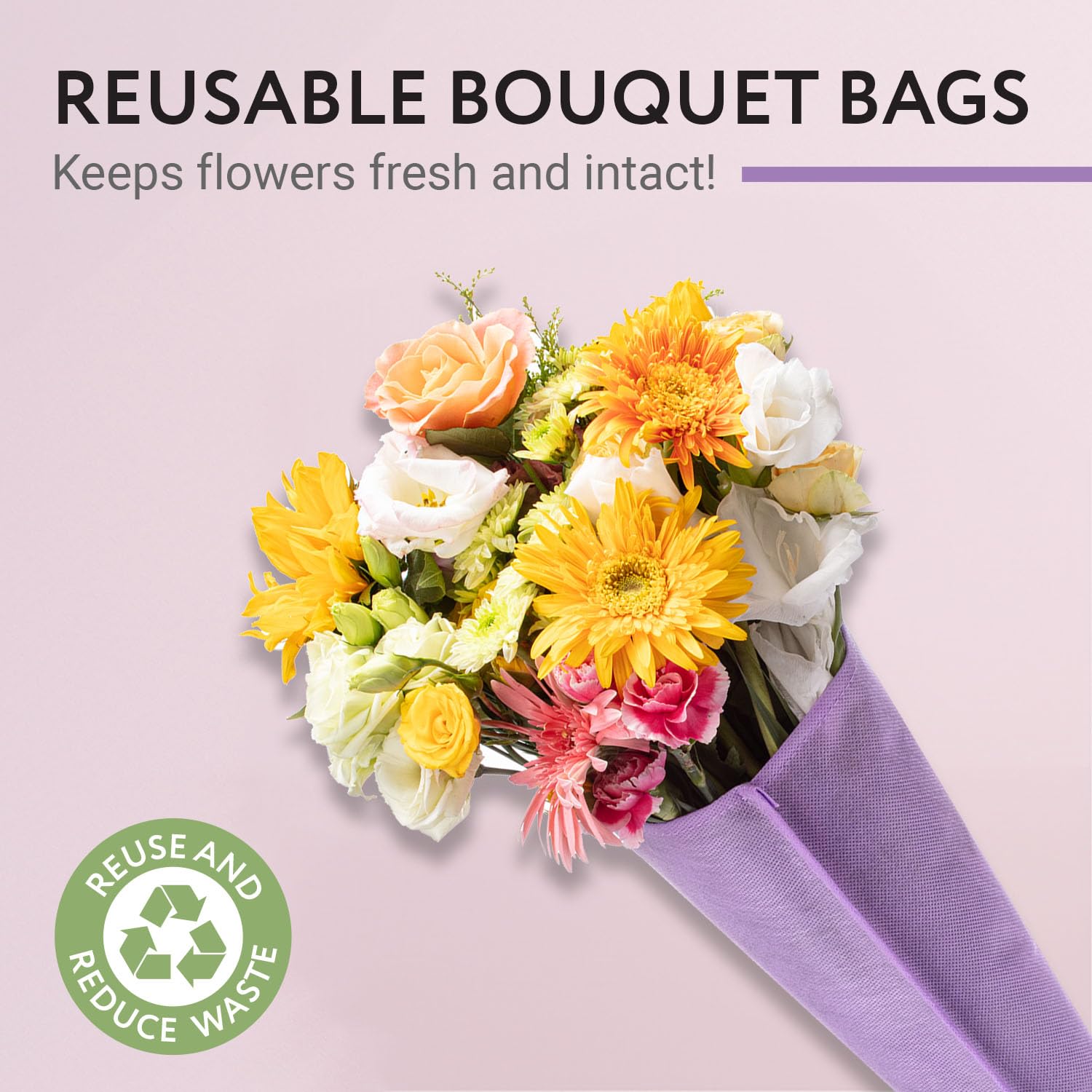 IMPRESA [4 Pack Reusable Bouquet Bags - No Leak Flower Bags for Bouquets - Colorful for Flowers - Flower Bouquet Sleeves - Flower Gift Bags for Valentine's, Weddings, Mother's Day, Anniversary