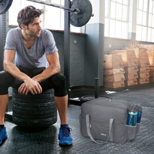 Sports Gym Bag with Wet Pocket & Shoes Compartment, Travel Duffel Bag, Gray Small (16")