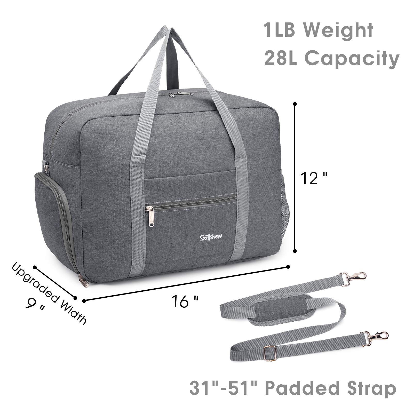 Sports Gym Bag with Wet Pocket & Shoes Compartment, Travel Duffel Bag, Gray Small (16")