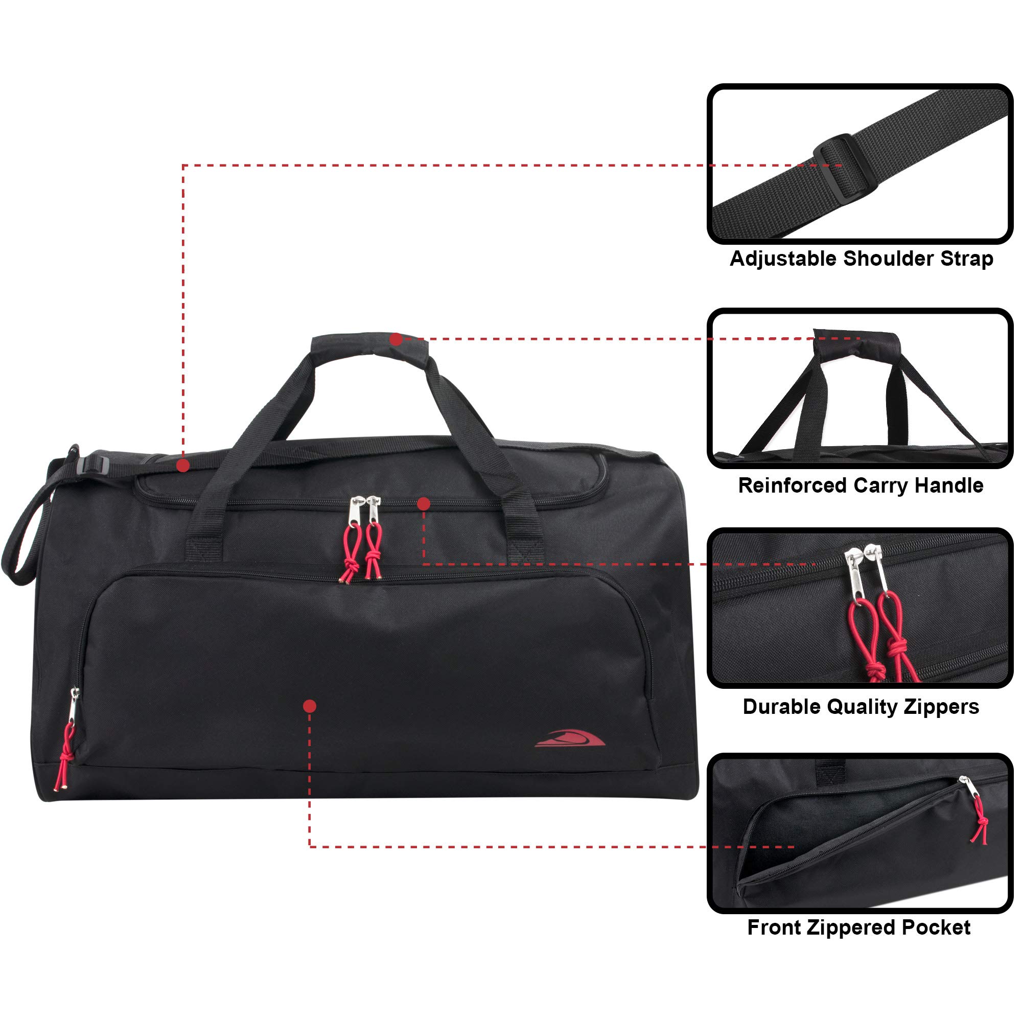 55 Liter, 24 Inch Lightweight Canvas Duffle Bags for Men & Women For Traveling, the Gym, and as Sports Equipment Bag/Organizer (Black 2)