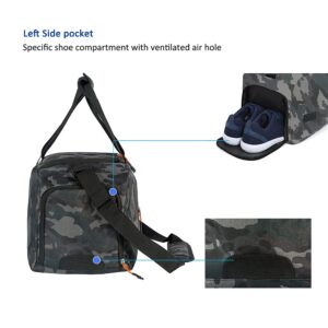 MarsBro Water Resistant Sports Gym Travel Weekender Duffel Bag with Shoe Compartment (camouflage)