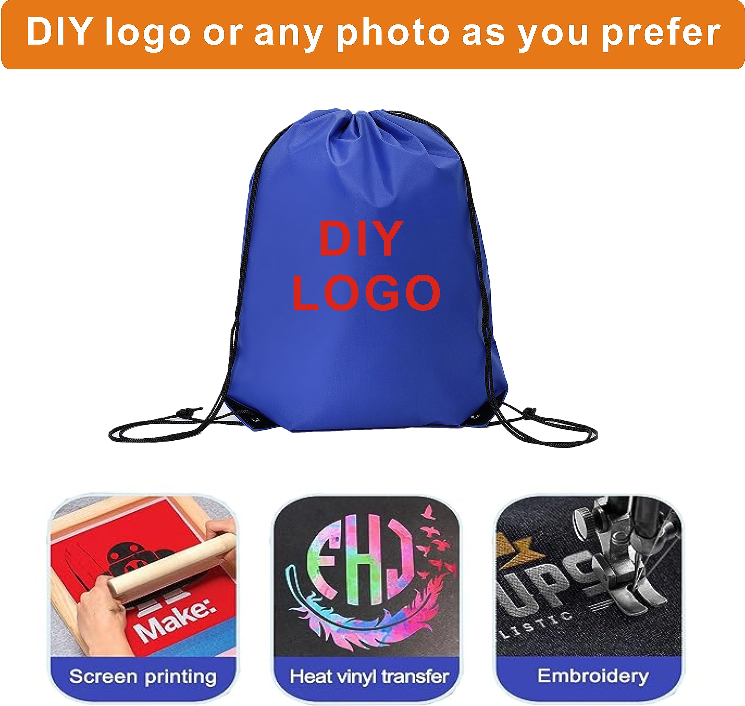 Drawstring Backpack Bulk 20 Pcs Draw String Backpack Bags DIY Gym Sports Traveling Yoga Cinch Bag Sackpack Drawstring (Royal Blue bluenoya)