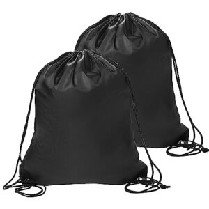 Sliverdew 2 Pcs Drawstring Backpack Bags Sports Cinch Sack String Bags Black Dark Blue Drawstring Gym Bag Draw String Backpack Bulk Swimming String Bags