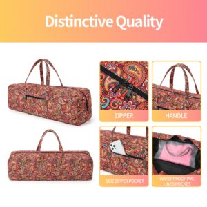 Boulder Bee | Yoga Mat Bag | Large Yoga Mat Carrier with Wet Pocket | Yoga Gifts | Gym Tote Bag for Women | Paisley Patterns (Orange)