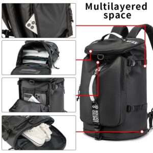 FUNYAGO Gym Duffle Bag Waterproof black Laptop Backpack Suitable for Hiking, Fishing, Travel 40L Large Capacity Trendy Cool Lightweight Backpack for Men and Women (Black)…