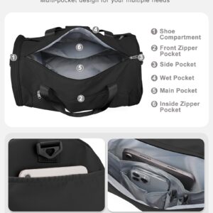 Weekender Bags For Women Men With Shoe Compartment Travel Bags For Women Men Large Duffel Bags For Traveling Gym Duffle Bag Travel Duffel Bags Black