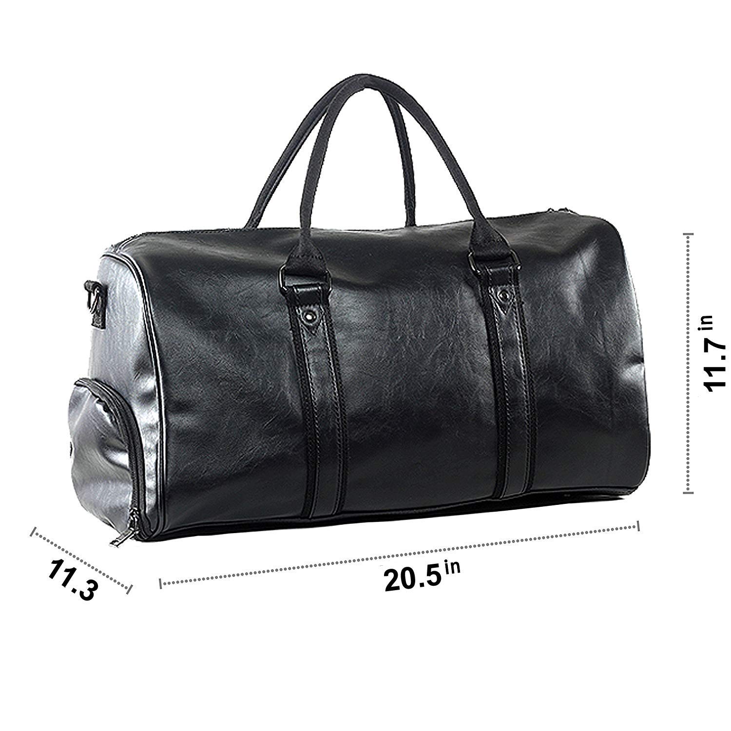 Weekender Oversized Travel Duffel Bag With Shoe Pouch, Leather Carry On Bag