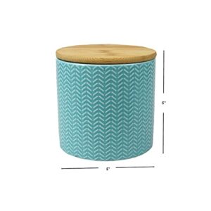 Home Basics Small Wave Design Kitchen Canister (Turquoise) Modern Canister Sets For Kitchen Counter | With Bamboo Lid | Perfect For Storing Dry Food, Baking Staples, Snacks, and More