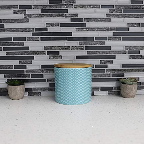 Home Basics Small Wave Design Kitchen Canister (Turquoise) Modern Canister Sets For Kitchen Counter | With Bamboo Lid | Perfect For Storing Dry Food, Baking Staples, Snacks, and More