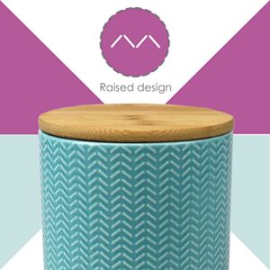 Home Basics Small Wave Design Kitchen Canister (Turquoise) Modern Canister Sets For Kitchen Counter | With Bamboo Lid | Perfect For Storing Dry Food, Baking Staples, Snacks, and More