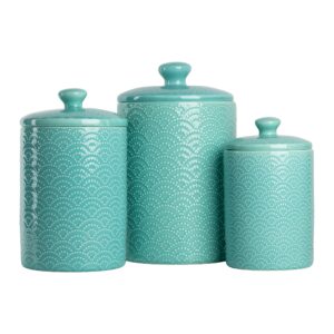 10 Strawberry Street Kitchen Canister, 3 Piece Set, Tide Blue