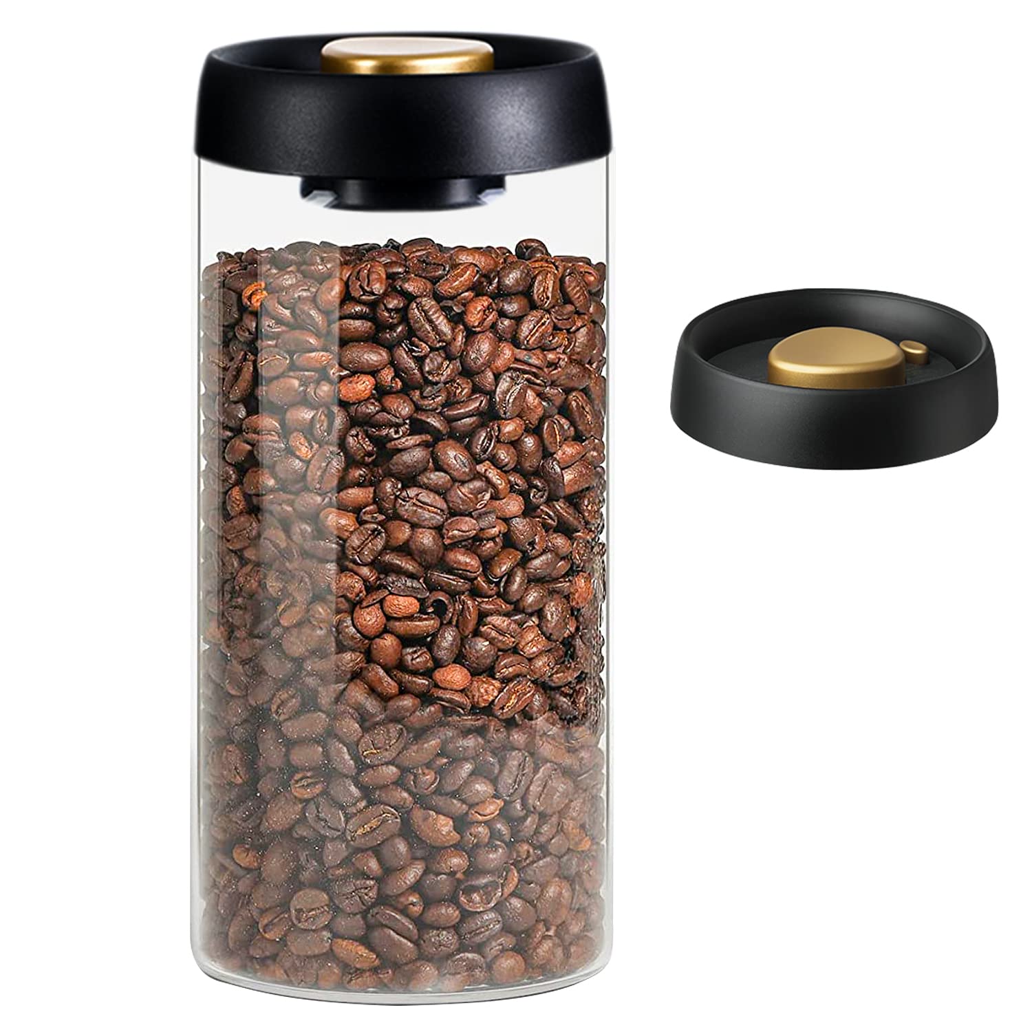 Gute Borosilicate Glass Kitchen Storage Jars, Coffee Canisters with Airtight Lid Seal, Food Storage Containers - Perfect for Coffee Beans, Tea, Sugar, Candy, Spices, Rice (1800ml/60 Ounces)