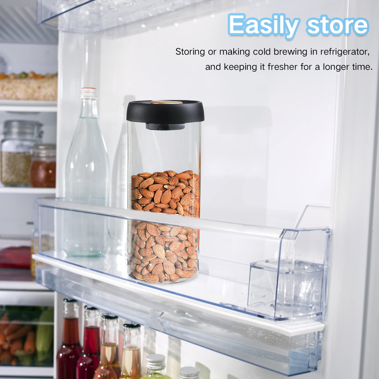 Gute Borosilicate Glass Kitchen Storage Jars, Coffee Canisters with Airtight Lid Seal, Food Storage Containers - Perfect for Coffee Beans, Tea, Sugar, Candy, Spices, Rice (1800ml/60 Ounces)