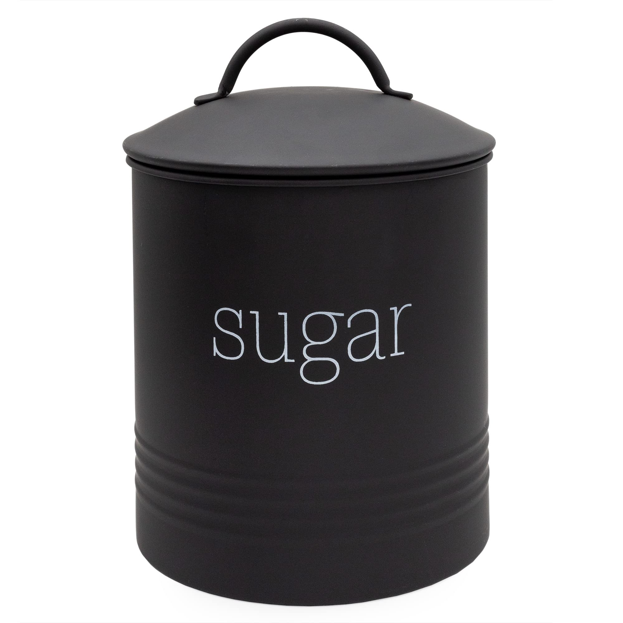 AuldHome Enamelware Black Sugar Canister; Modern Farmhouse Staples Storage for Kitchen