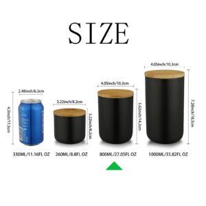 MilkyWay Ceramic Food Storage Jar Canister Modern Design Food Canisters with Airtight Seal Bamboo Lid,Loose Tea Coffee Spice Nuts Snacks Seasonings Storage Jar Canister Caddy (Black 24.63oz/700ml)