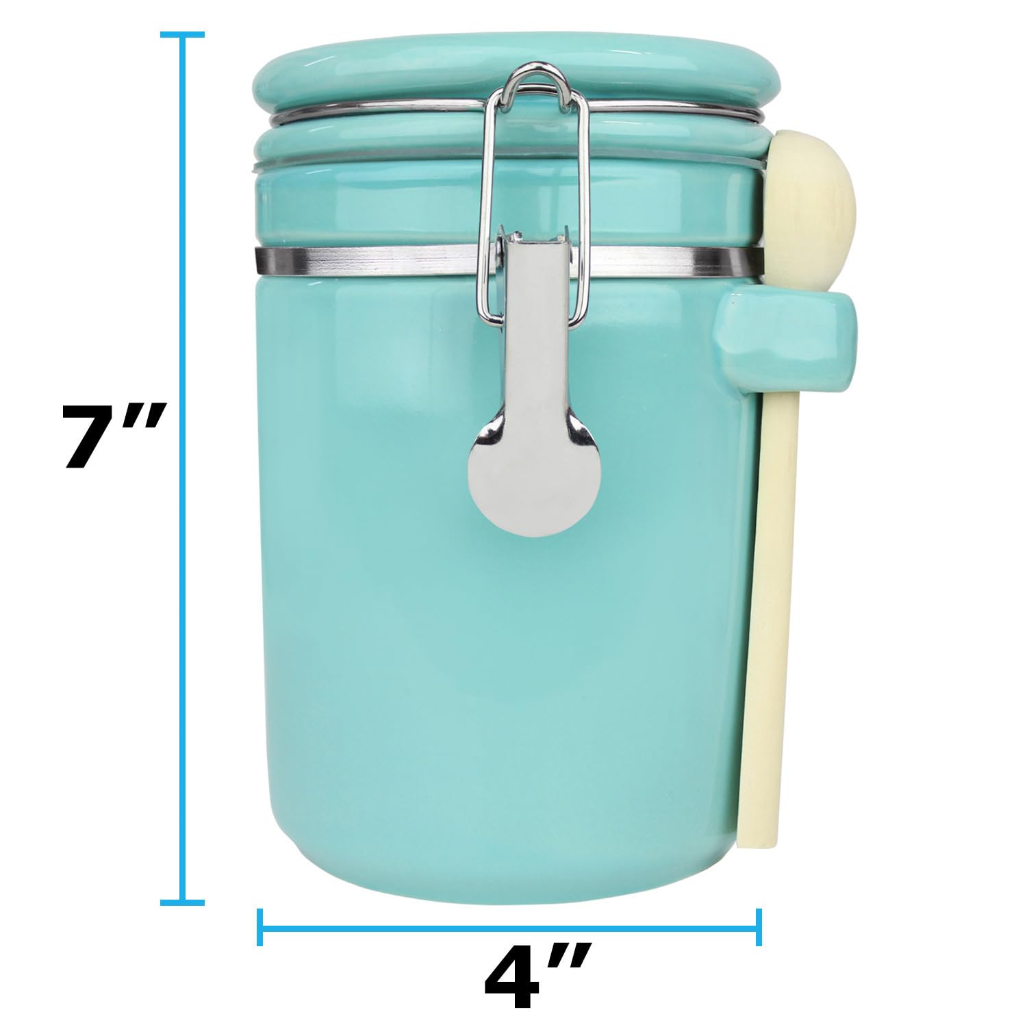 Blue Donuts 40 Oz Ceramic Airtight Jar, Ceramic Airtight Food Storage Containers, Ceramic Kitchen Canisters, 1182 ML Airtight Jar, Flour Jar with Lid, Food Storage Containers for Pantry, Turquoise