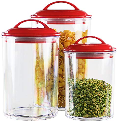 Calypso Basics by Reston Lloyd Acrylic Storage Canisters, Set of 3, Red