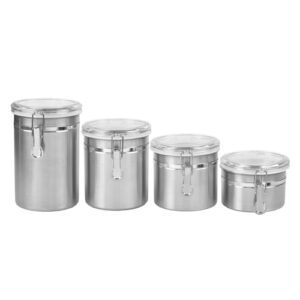 home basics 4 piece stainless steel canister set,silver