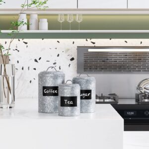 LF LIKEFAIR Farmhouse Kitchen Canisters Set of 3,Food Storage Containers for Home Kitchen, Tea, Herbs, Sugar, Salt, Coffee, Flour, Herbs (Silver)