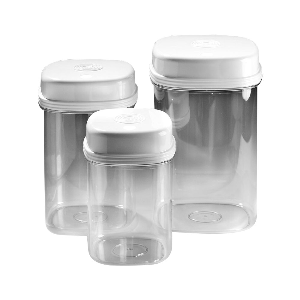 SP Ableware 753600000 One Handed Canister Set, Clear, White Top, Pack of 3